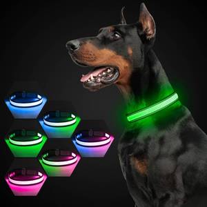 lot 20212 image: Multi-Color Light up Dog Collar, YFbrite USB Rechargeable LED Puppy Collar Super Bright Adjustable Glowing Dog Lights for Night Walking (Multi-Color, Small)