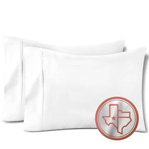 lot 20231 image: TEXAS LINEN CO. 100% Egyptian Cotton Pillow Cases Set of 2, 600 Thread Count White StandardQueen Pillowcase for Sleeping, Soft, Silky Sateen Weave Bed Pillow Cover, Extra Long Staple Pillowcases