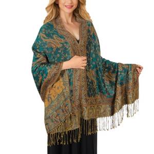 lot 20233 image: MUQU Women Pashmina Shawls and Wraps Scarf Soft Silky Reversible Paisley Scarves Shawl for Women