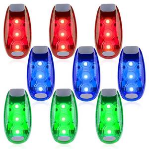 lot 20235 image: 9 Pack Led Safety Light, Safety Light, High Visibility Strobe Running Lights Used for Bicycle, Walking Etc. Clip-On Running Lights Clip to Clothes Strap to Wrist, Bike Or Anywhere(RedBlueGreen)