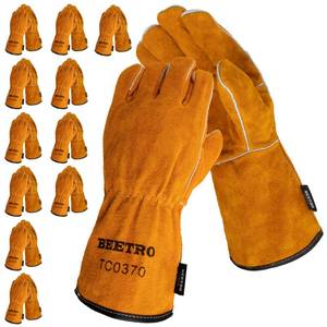 lot 20241 image: BEETRO Welding Gloves 1 Pairs Cow Leather ForgeMigStickTig Welder HeatFire Resistant, Mitts for OvenGrillFireplaceFurnaceStovePot HolderWood BurnerAnimal handling Glove with Soft Lining