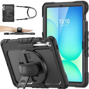 lot 20263 image: SEYMAC stock Case for Samsung Galaxy Tab S10 FE Plus 5G Tablet Case 13.1 Protective with Screen Protector, Pen Holder, 360 Rotate Stand, Hand Strap, Shoulder Strap, Black1