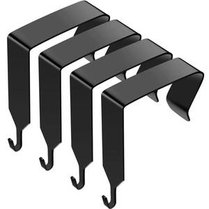 lot 20266 image: Funrous Over The Door Hook Panel Wall Metal Cubicle Picture Over Door Hanger for Clothing Mirror Hooks Office Cubicle Whiteboard Hanger(Black,4 Pieces)