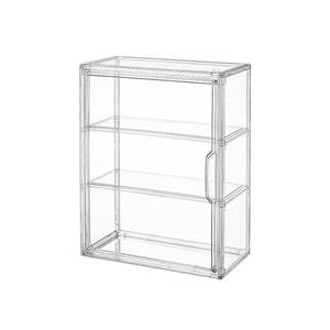 lot 1015 image: BOHOIDEE 3 Tiers Clear Display Case for Figures, Acrylic Storage Organizers Box with Magnetic Door, Wall-Mounted Dustproof Showcase for Collectibles Action Figure