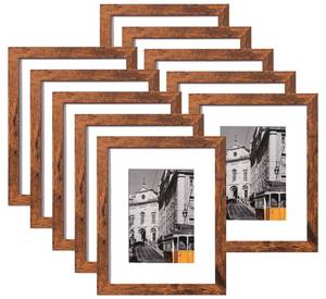 lot 1975 image: eletecpro 8x10 Picture Frames Set of 10, Picture Frame Collage Wall Decor Display 5x7 Photo with Mat or 8x10 without Mat, Home Decor Gallery Frame for Table Top or Wall Mounting, Brown