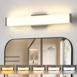 lot 1980 image: Amico Bathroom Light Fixtures, 16 inch Dimmable 5CCT Led Modern Vanity Lights for Bathroom, Black Wall Lamp for Mirror, Living Room, Kitchen, Hallway, Cabinet Porch-ETL Certificated