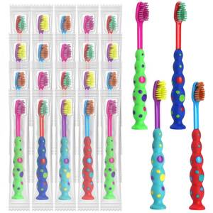 lot 1982 image: Akulgaci 100 Pack Kids Toothbrush Soft bristles Toddler Lovely Toothbrush with Suction Cup Bulk, Includes Travel Covers, Individually Wrapped Toothbrushes for Kid Home School Daycare Camp (Candy)