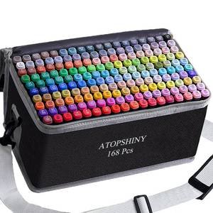 lot 1989 image: ATOPSHINY Alcohol Markers 168 Colors Drawing Pens Set Dual Tip Permanent Art Markers for Kids and Adult Gifts-168 Black Shell Refillable