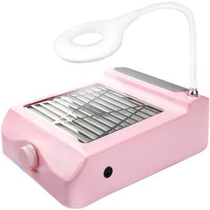 lot 1999 image: Nail Dust Collector with LED Light �� Powerful 60W Nail Dust Collector Machine Electric Dust Suction Vacuum With Reusable Filter for Acrylic Gel Nails Polishing, Low Noise, Pink