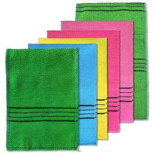 lot 2037 image: Jaasuee 6-Piece Exfoliating Washcloth Set, Korean Exfoliating Mitts in Vibrant Colors for Gentle Skin Exfoliation and Removing Dry