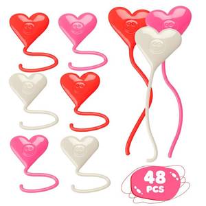 lot 2040 image: ArtCreativity 48 PCS Sticky Heart Strings - Valentines Day Heart Slap Hands Toy with Smiley Face - Sticky Hearts Fidget Valentines Day Toys and Party Favors for Kids Bulk