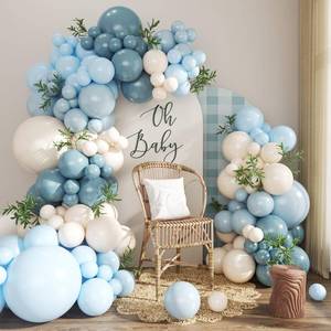 lot 2047 image: Dusty Blue Balloon Arch Kit 124Pcs blue and White Balloon Arch Garland Kit Include Macaron Blue Light blue Sand White Balloons for Baby Shower Bridal Shower Birthday Party Decorations