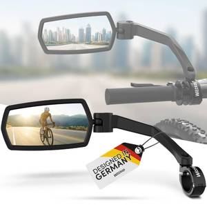 lot 2048 image: WITTKOP Bike mirror  Large HD field of vision  360° rotatable & foldable  Mounting above & below  Break-proof & durable  ebike accessories, bike mirror handlebar mount, bicycle mirrors