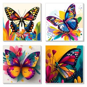 lot 2055 image: 4 Pack Paint by Numbers Kit for Kids, Girls Color by Number Painting Kits for Kids Ages 8-12 Butterfly Paint by Numbers with Framed Canvas Children DIY Paints by Number Kits for Beginners 8x8 Inch