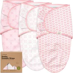 lot 2079 image: 3-Pack Organic Baby Swaddle Sleep Sacks - Swaddles for Newborns, Infant 0-3 Months, Baby Girls, Boys, Soft & Snug Newborn Sleep Sack, Nursery Swaddling Blankets (Blossom, OS)