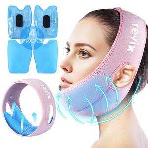 lot 2102 image: REVIX Wisdom Tooth Ice Pack Wrap with 3D Sewing Design Face Ice Wrap for Jaw, TMJ, Oral Discomfort, Teeth Removal and Dental Implants, Super Snug Fit with 4 Hot Cold Packs Reusable, Pink