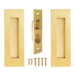 lot 2112 image: Pocket Door Handles,6 inch Recessed Flush Finger Pulls with Edge Pull,304 Stainless Steel Pocket Door Hardware, Gold