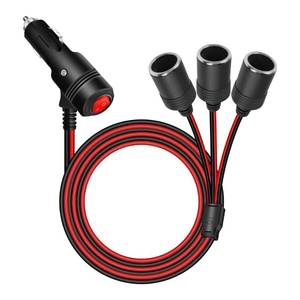 lot 2113 image: RIIEYOCA 12v 24v Cigarette Lighter Splitter Adapter with On Off Switch, Car Cigarette Lighter 1 Male to 3 Female Sockets Y Splitter Power Cable(1M3.3FT)