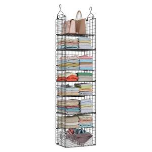 lot 3431 image: Hanging Closet Organizer and Storage - 8 Tier Closet Hanging Organizer Shelves, Metal & Foldable Hanging Storage Organizer Baskets with Adjustable Dividers for Clothing Sweaters Shoes Handbags