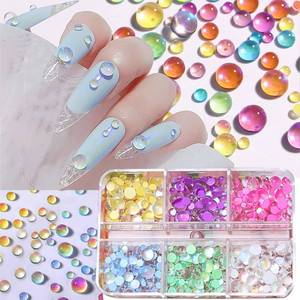 lot 4035 image: 6 Colors Aurora Mermaid Beads Nail Charms, 3D Bubble Beads Nail Gems with Flatback, Mermaid Nail Rhinestones for Nail Art Decor, Acrylic Nails, DIY Manicure Supplies and Jewelry Making Crafts