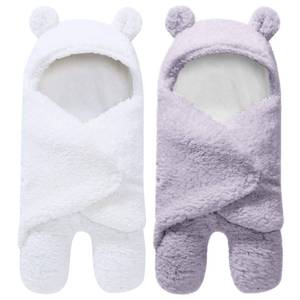 lot 4042 image: 2 Pack Ultra Warm Sherpa Plush Baby Sleeping Swaddle Wrap - Newborn Essentials Must Haves for 0-6 Months - Shower Registry Search Gifts for Boys Girls - Baby Stuff Accessories (Grey and White)