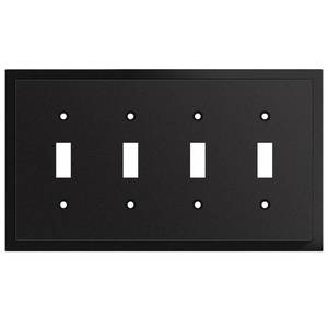 lot 4057 image: Henne Bery Modern Edge Decorative Wall Plate Switch Plate Outlet Cover, Durable Solid Zinc Alloy (Quad Toggle, Matte Black)