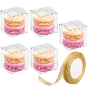 lot 4065 image: JOERSH 2x2x2 Inches Clear Boxes for Favors with Gift Ribbons, 60 PCS Mini Transparent Cube Wedding Baby Shower Birthday Party Favor Boxes, Small Gifts Display Individual Macaron Box