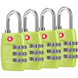 lot 4068 image: TSA Luggage Locks (4Pack) - 3 Digit Combination Padlocks - Approved Travel Lock for Suitcases & Baggage (Green1)