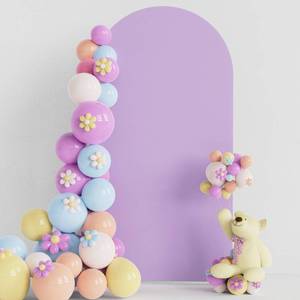 lot 4081 image: Putros Wedding Arch Cover 6.6FT Lavender Spandex Fitted Round Top Chiara Backdrop Stand Covers for Wedding Birthday Party Decoration