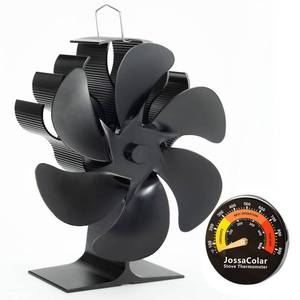 lot 4082 image: JossaColar Wood Stove Fan Heat Powered Fireplace Fan Non Electric, Thermal Fan for Wood Burning StoveLog Burner, wStove Accessories Thermometer