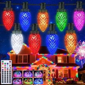 lot 4088 image: Joomer St. Patricks Day Green String Lights, 65FT 100 LED C9 Color Changing RGB Xmas Tree Lights Connectable Remote Control Waterproof Plug in Outdoor Waterproof for Christmas, St. Patricks Decor