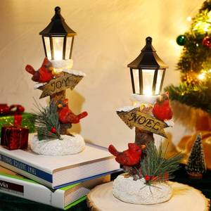 lot 4090 image: Glintoper 2 Pack Christmas Lighted Table Decorations, Tabletop Figurine, Battery Operated (Red Cardinal)