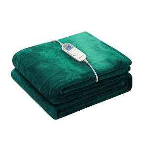 lot 4121 image: Wapaneus Heated Blanket Electric Blanket 62 x 84 Twin Size with 10 Heating Levels and 12 Hours time Settings, Flannel Fast-Heating Electric Blanket, ETL Listed, Machine Washable, Vintage Green