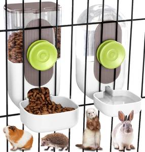 lot 4122 image: Kenond Hanging Automatic Pet Food Water Dispenser, 35oz Rabbit Feeder Guinea Pig Water Bottle Food Feeder for Ferret Guinea Pig Rabbit(White)