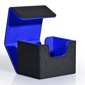 lot 4131 image: ZLCA Card Deck Box for MTG, Commander Deck Case Holds 120 Single Sleeved Cards, Leather Magnetic Storage Box Fits for CCG TCG Sport Card (Black& Blue)