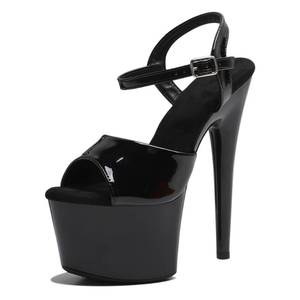 lot 4144 image: WUXIN H&P Womens 7 in Platform Sandal Heels With Ankle-Strap - Sexy Pole Dance High Heel, 17 cm Exotic Dancer Shoes Stiletto US 7, Black