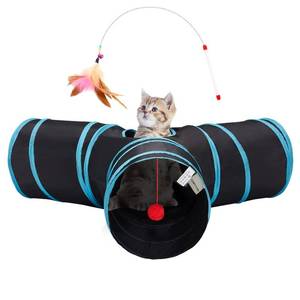 lot 4146 image: Tempcore Pet Cat Tunnel Tube Cat Toys 3 Way Collapsible, Tunnels for Indoor Cats��Kitty Bored Peek Hole Toy Ball Cat, Puppy, Kitty, Kitten, Rabbit
