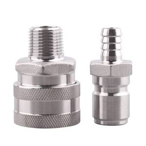 lot 4165 image: DERNORD 38 Inch Stainless Steel Quick Disconnect Set - Beer Brewing Connector Kit (Barb MaleMPT Female)