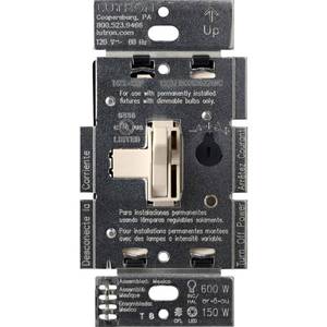 lot 4181 image: Lutron Toggler LED Dimmer Switch for Dimmable LED, Halogen and Incandescent Bulbs, 150 Watt, Single-Pole or 3-Way, TGCL-153PH-LA, Light Almond