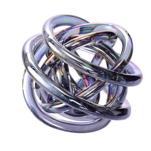 lot 4186 image: ORRFIDDY Glass Knot Teal Decor Ball - 5 Inch Hand Blown Infinity Sculpture Orbit Home Decor Table Decoration Interio Art
