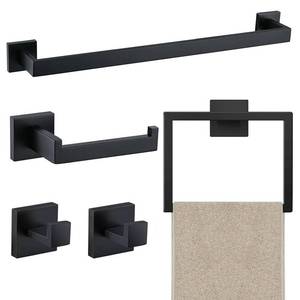 lot 4223 image: JOPOFI 5 Piece Bathroom Towel Bar Set - SUS304 Stainless Steel Bath Towel Holder, 15.7 Inch Towel Racks for Bathroom Wall Mounted, Bathroom Hardware Accessories Set - Matte Black