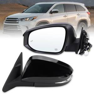 lot 5453 image: Lqito Left Driver Side Mirror Compatible With 2014-2019 Toyota Highlander With Manual Folding Power Glass Heated Turn Signal Blind Spot Black Replaces #87940-0E272 TO1320361 (7Pins) �� ��