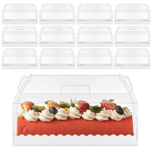 lot 5461 image: STARVAST 20PCS 11Inch Clear Roll Cake Gable Boxes with Handle & Cake Boards, Easy Carrying Pastry Containers, Transparent Plastic Gift Boxes for Bakery Christmas Wedding(11��x 4.3��x 4��)