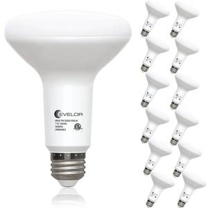 lot 5463 image: evelor 12 Pack BR30 Flood LED Light Bulbs 65W Equivalent, 7W Energy Efficient, Dimmable 800LM Bulbs 5000K Daylight White, E26 Base for Recessed Cans, Indoor Home Kitchen Bedroom, 15,000 Hours, ETL