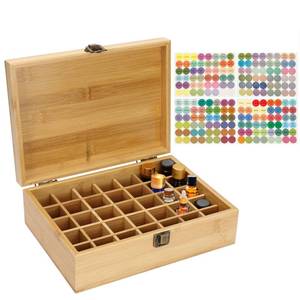 lot 5473 image: Pure Vie Essential Oil Bamboo Storage Box Travel Display Presentation, Holds 35 Bottles for 5, 10, 15ml - Aromatherapy Organizer Nail Polish Fragrance Container #1 - Keep Your Oils Safe & Space Saver