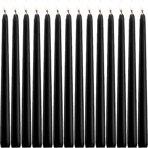 lot 5477 image: WPONSZU Set of 14 Black Taper Candles, 7-8 Hours Burn Time, Unscented, Smokeless and Dripless, 45 x 10 Inch Dinner Candle Set for Halloween,Household, Wedding, Party and Home D�cor Candlesticks