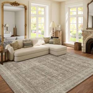 lot 5479 image: Washable Area Rugs for Living Room 6x9 Bedroom Rug Boho Vintage Area Rug Stain Resistant Non Slip Low Pile Lightweight Soft Carpets for Dining Room Kitchen Nursery Kids Room Farmhouse