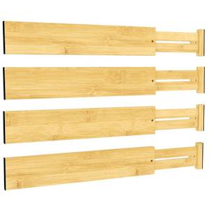 lot 5485 image: BAMEOS 3 H Large Bamboo Drawer Dividers Adjustable Drawer Organization Expandable Utensil Organizers for Kitchen Dresser Bathroom Bedroom and Office 4-pack