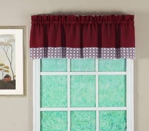 lot 6047 image: Todays Curtain, Salem Macram� Trim Valance 12, Burgundy, 60 W x 12 L