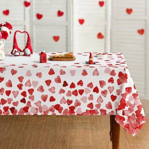 lot 6050 image: Horaldaily Valentine Tablecloth 60�84 Inch Rectangle, Red Love Hearts Washable Table Cover for Party Picnic Dinner Decor